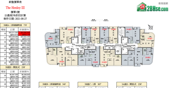The Henley III Floorplan Pricelist Updated date: 2021-08-27